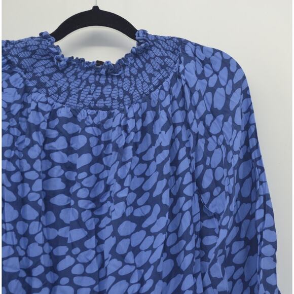 Loft Petite Women Blue Dress XSP Petites Cheetah Print Spot - Picture 10 of 13